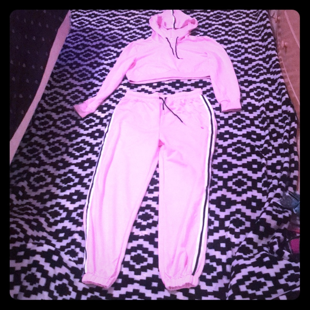 2 piece jump suit with crop top hoodie